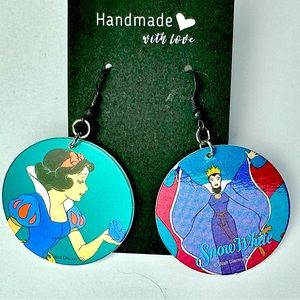 POG EARRINGS ! Handmade Snow White Disney princess villain Disneyland jewelry